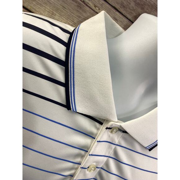 NWT Greg Norman For Tasso Elba Play Dry Polo Golf Shirt Size 2XL White Blue - Picture 5 of 8